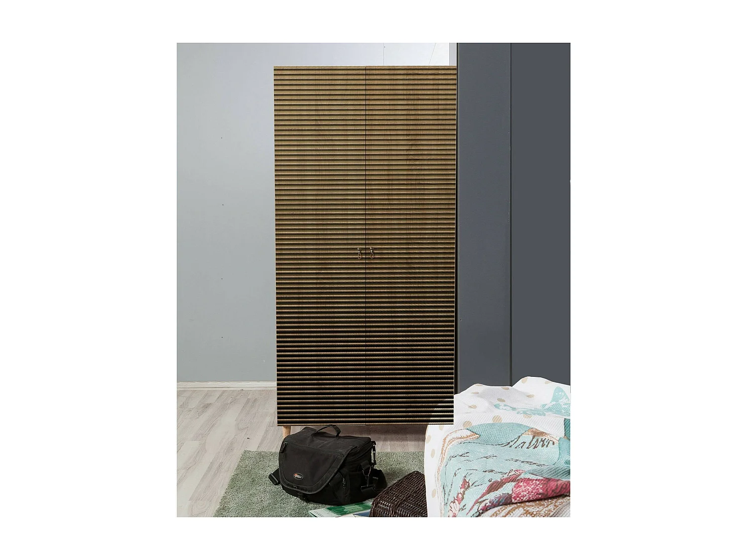 Dfrollan 2-deurskast, Slaapkamermeubel, Inloopkast, Kledingkast, 90x52h192 cm, Eiken