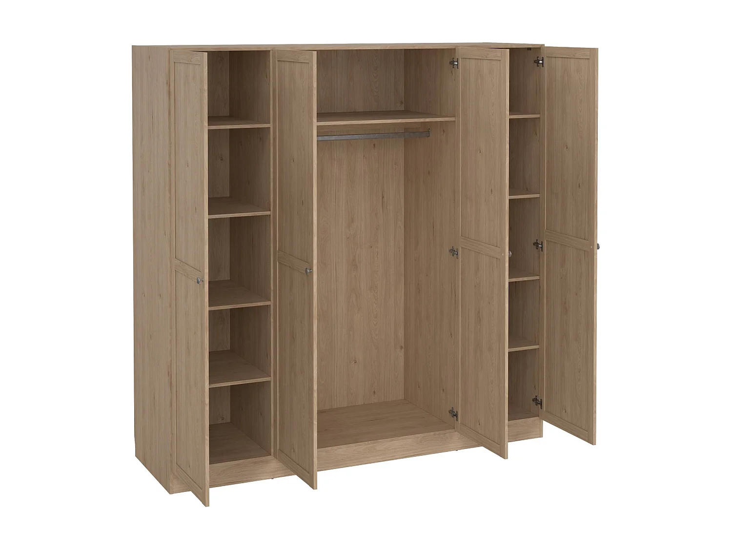 Grande Garde-robe Dserr, Meubles de chambre, Penderie de plain-pied, Placard à vêtements, 196x62 h200 cm, Chêne clair