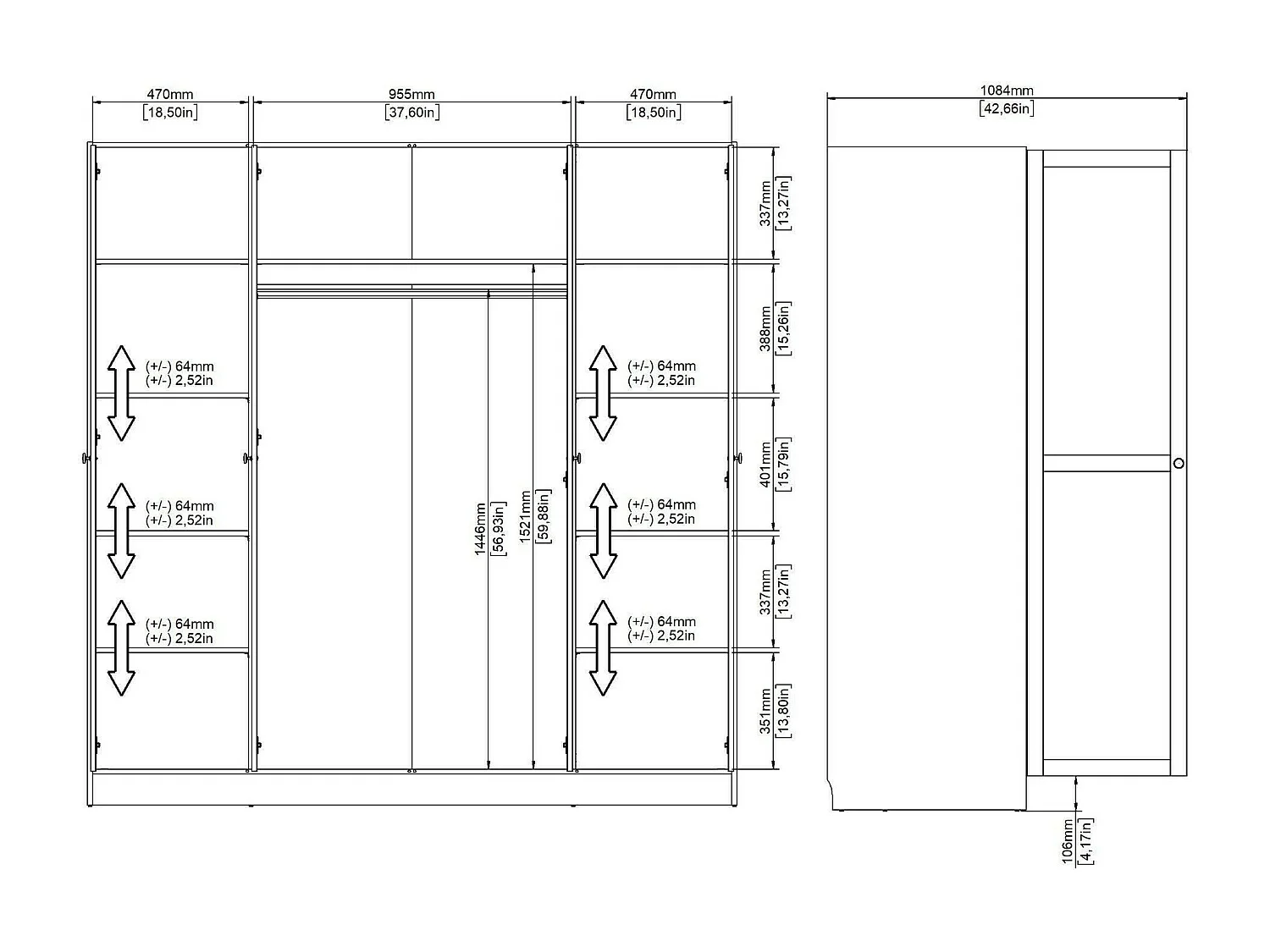Dmora - Guardaroba grande Presidenti, 196x62 h200 cm, Rovere