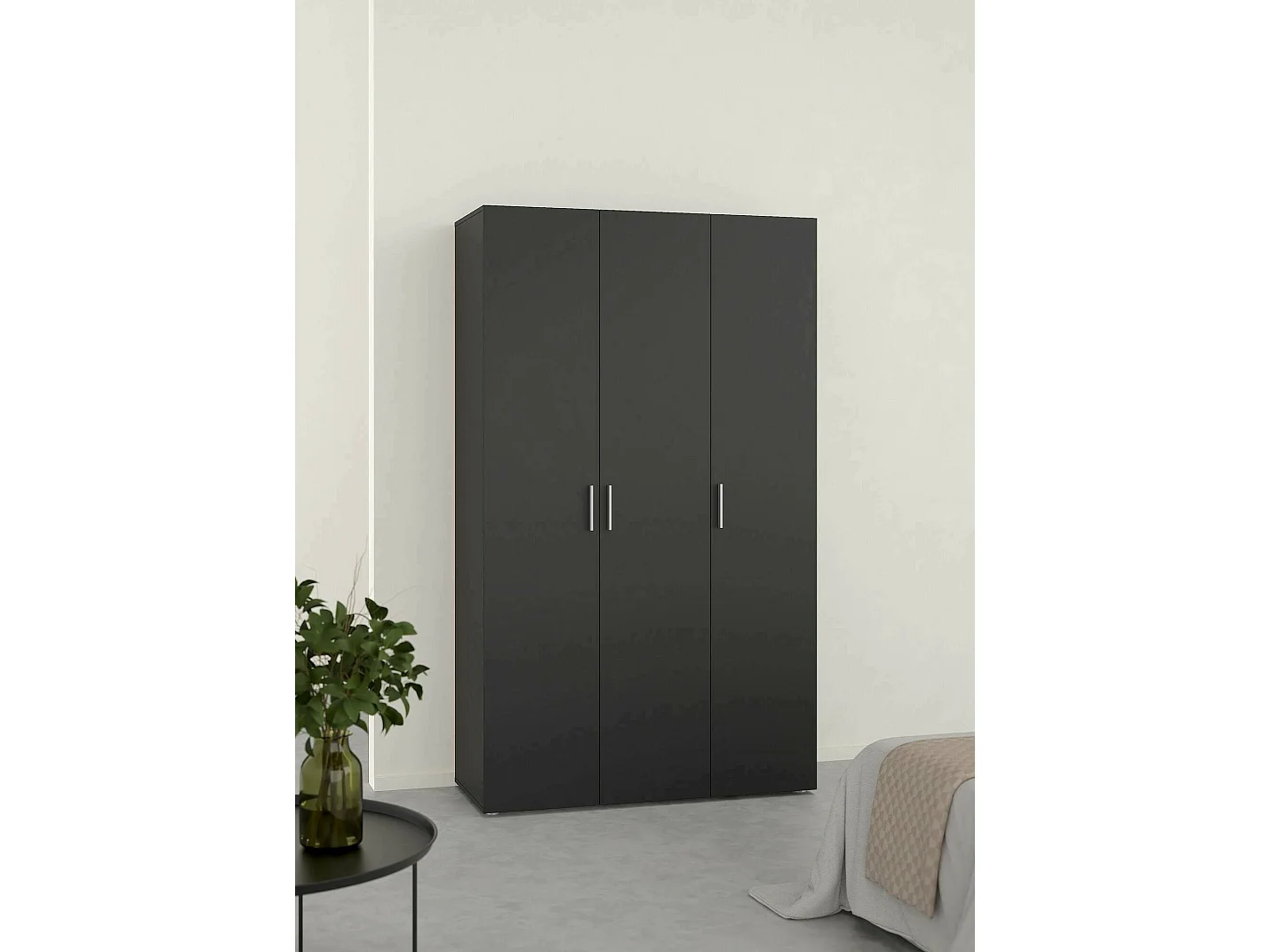 Garde-robe 3 portes Drivier, Meubles de chambre, Penderie de plain-pied, Placard à vêtements, 118x50 h201 cm, Noir