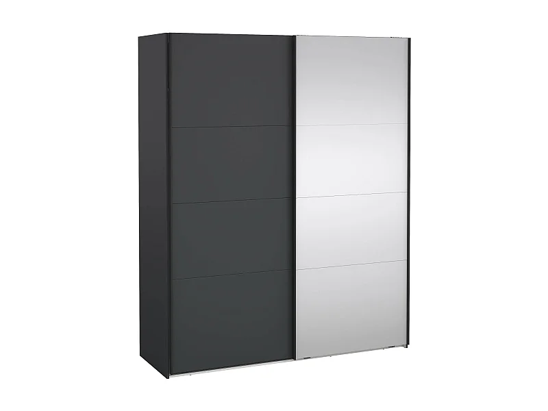 Kleiderschrank 2 Türen Dprovede, Schlafzimmermöbel, Schrank, Garderobe, 179x65 h220 cm, Grau und Transparent