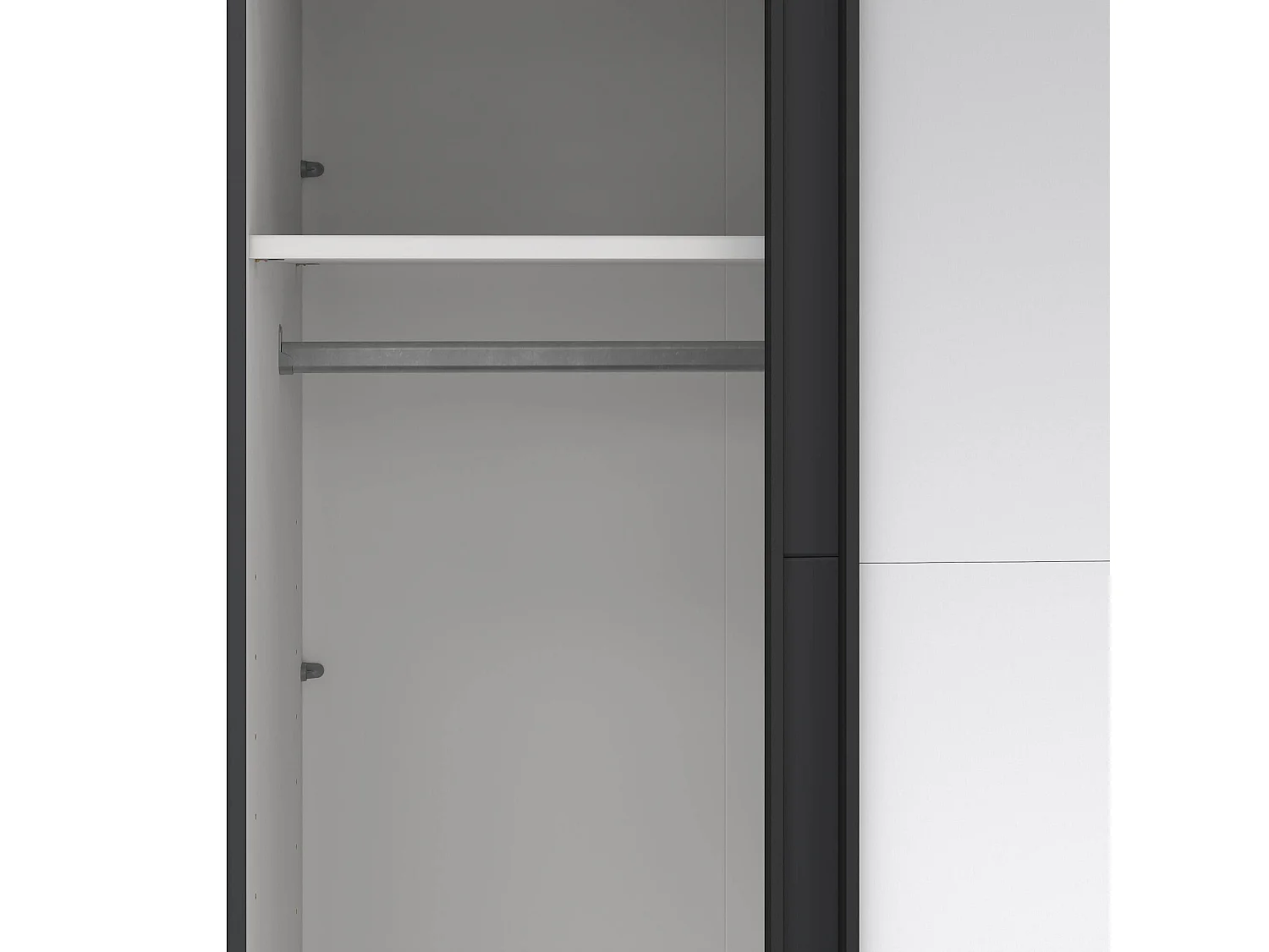 Garde-robe 2 portes Dprovede, Meubles de chambre, Penderie de plain-pied, Placard à vêtements, 179x65 h220 cm, Gris et Transparent