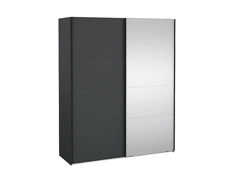 Dprovede 2-deurskast, Slaapkamermeubel, Inloopkast, Kledingkast, 179x65 h220 cm, Grijs en Transparant