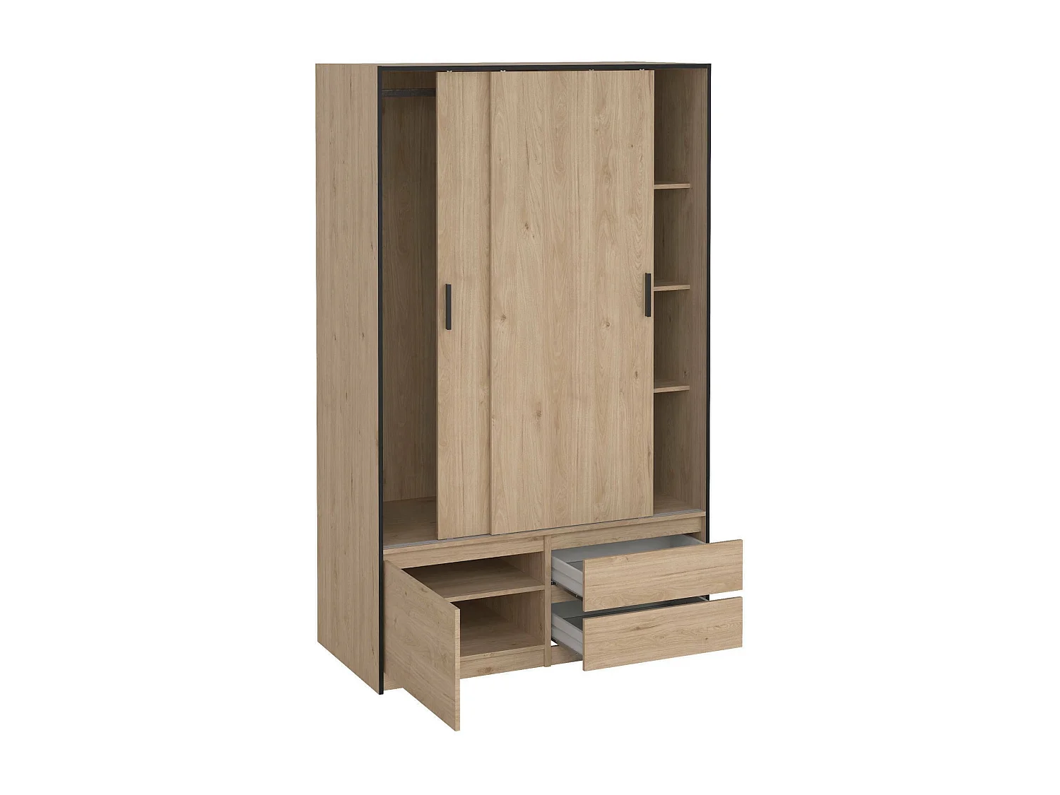 Grande armoire polyvalente Drastell, Meubles multifonctionnels, Casier à chaussures, Support à chaussures pour armoire, 121x60 h200 cm, Chêne clair