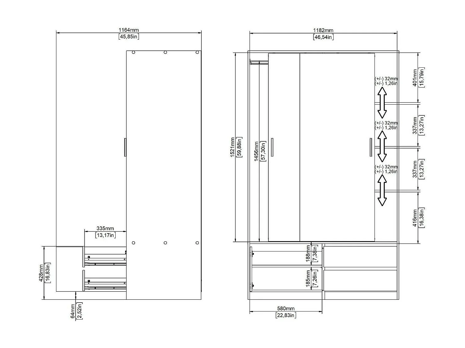 Drastell grote multifunctionele kledingkast, Multifunctionele kast, Schoenenrekkast, Schoenenkast, 121x60 h200 cm, Eiken
