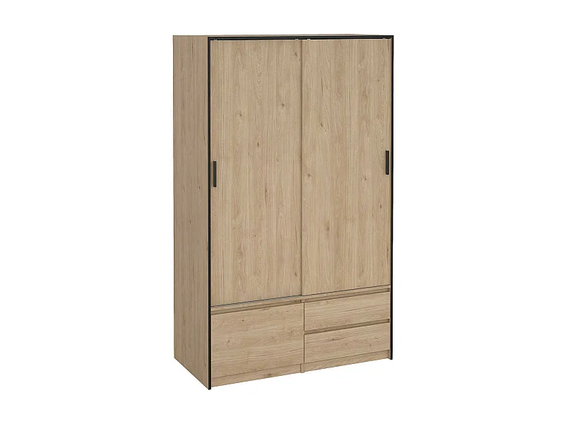 Guardaroba Grande Bedollo, 2 Cassetti, 60.25x200h cm Marrone Rovere, Armadio Camera da Letto