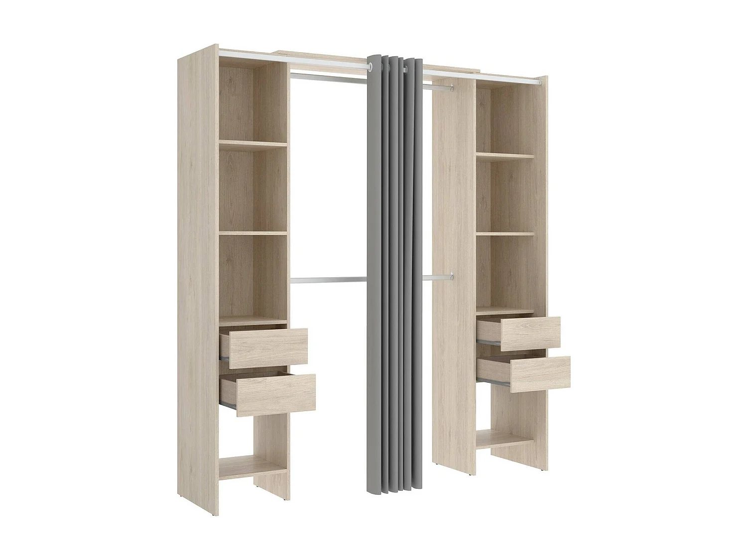 Guardaroba Grande Olaf, 4 Cassetti, 50x205h cm Marrone Rovere, Armadio Camera da Letto