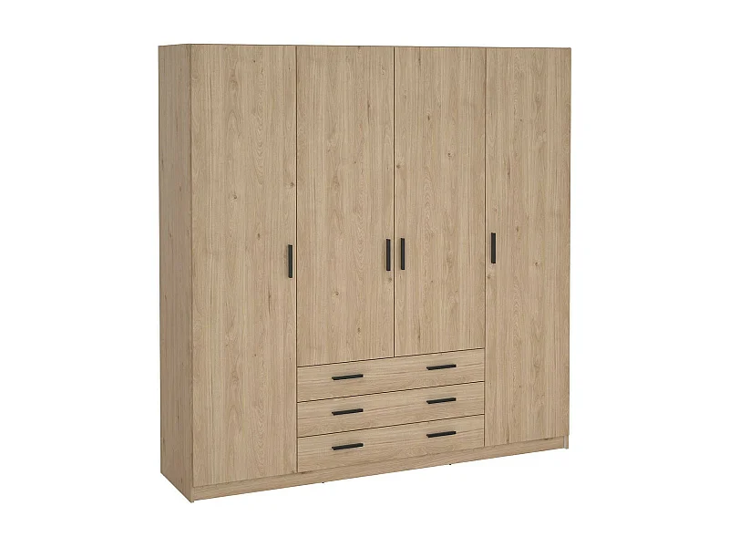 GroÃŸer Kleiderschrank Dserafin, Schlafzimmermöbel, Schrank, Garderobe, 196x50 h200 cm, Eiche