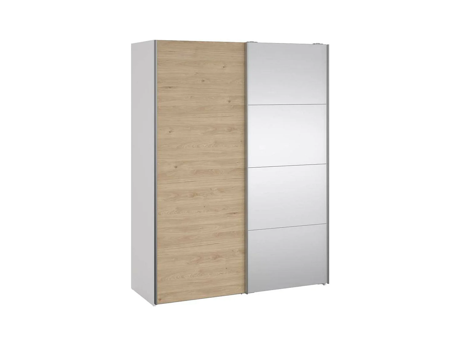 Garde-robe 2 portes Dspur, Meubles de chambre, Penderie de plain-pied, Placard à vêtements, 150x61 h200 cm, Blanc et Chêne clair