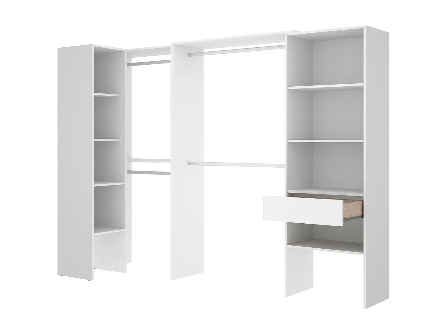 Grande Garde-robe Dhenle, Meubles de chambre, Penderie de plain-pied, Placard à vêtements, 248x79 h187 cm, Blanc