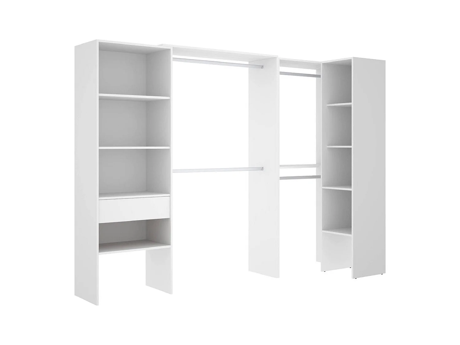 Grande Garde-robe Dhenle, Meubles de chambre, Penderie de plain-pied, Placard à vêtements, 248x79 h187 cm, Blanc