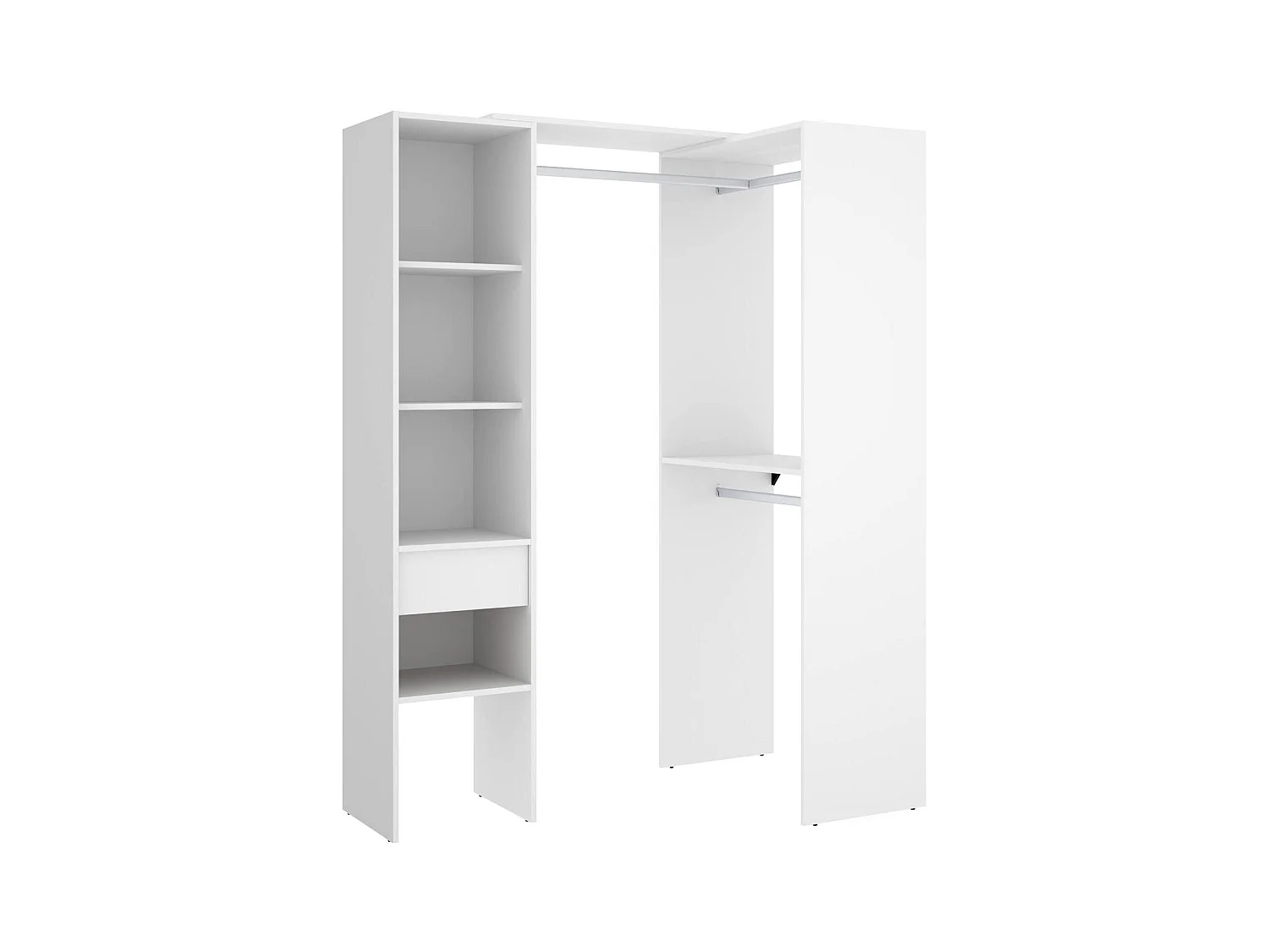 Großer Kleiderschrank Dburn, Schlafzimmermöbel, Schrank, Garderobe, 98x42 h187 cm, Weiß