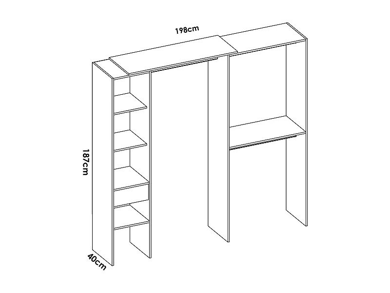 GroÃŸer Kleiderschrank Dburn, Schlafzimmermöbel, Schrank, Garderobe, 98x42 h187 cm, WeiÃŸ