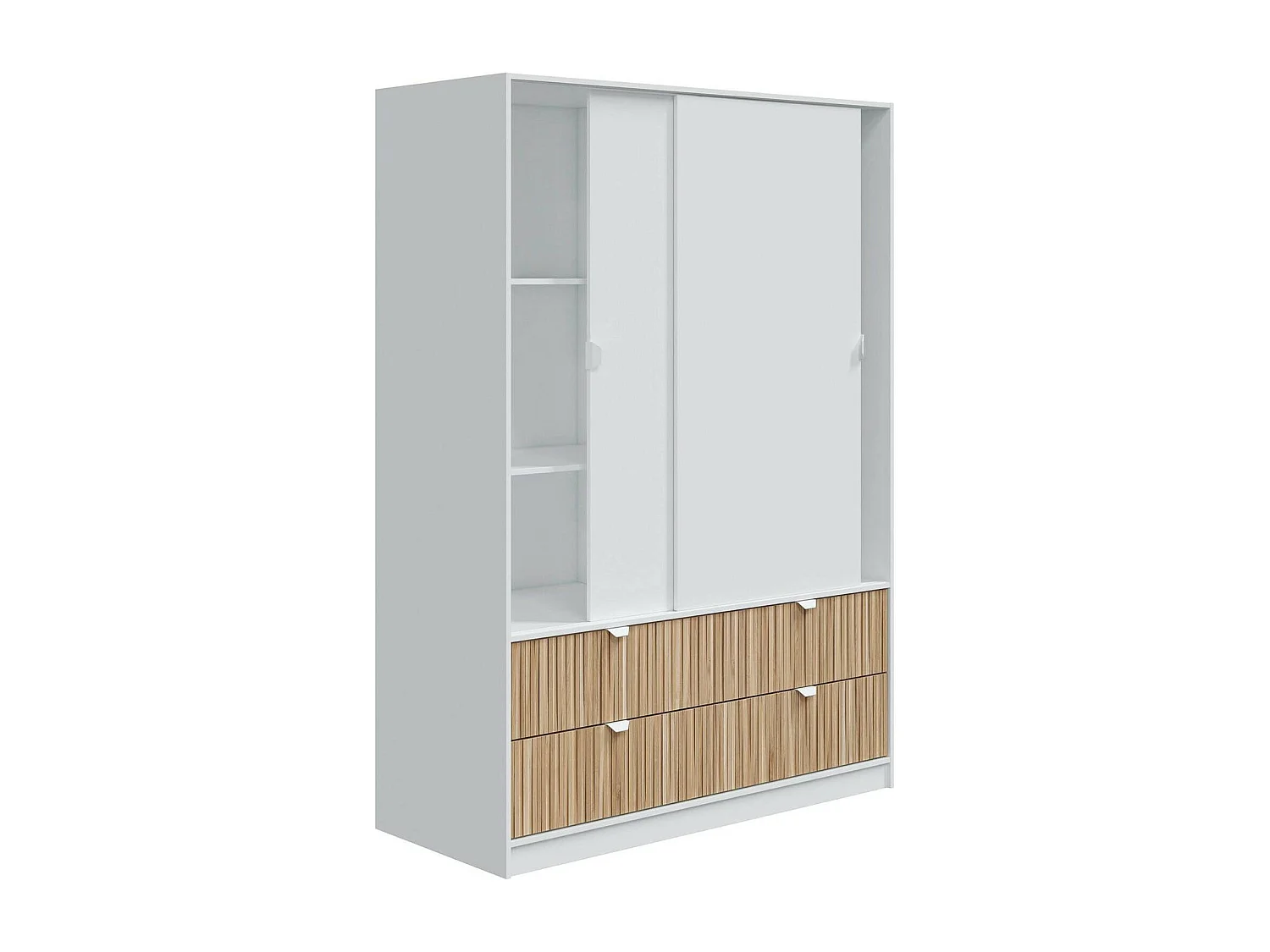 Armário Dzedadk de 2 portas, mobiliário de quarto, roupeiro, roupeiro, 140x60 h200 cm, branco e carvalho