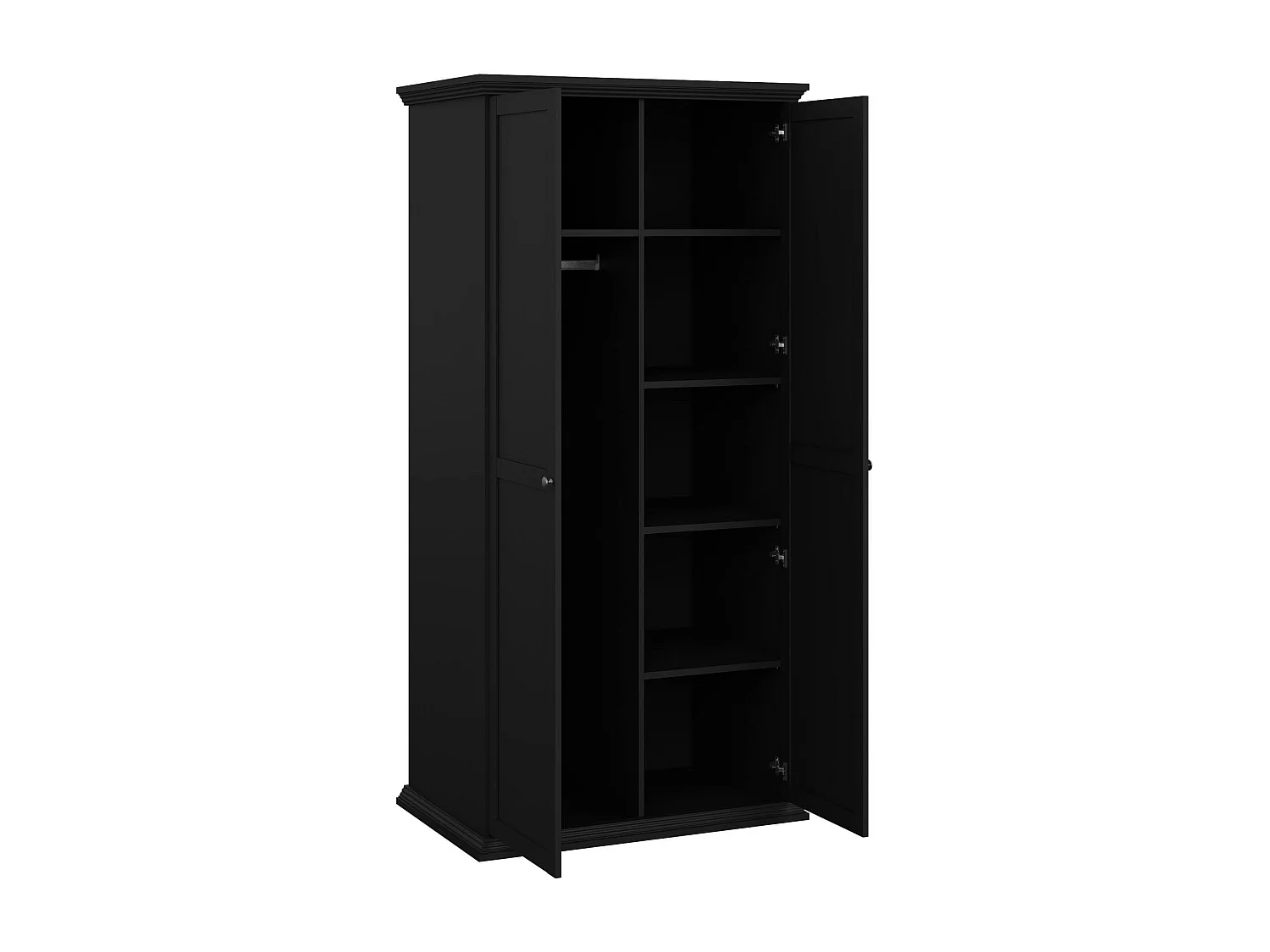 Garde-robe 2 portes Dscapol, Meubles de chambre, Penderie de plain-pied, Placard à vêtements, 96x63 h200 cm, Noir