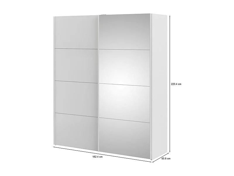 Dmora - Guardaroba 2 ante Seraphin, 182x61 h220 cm, Bianco lucido