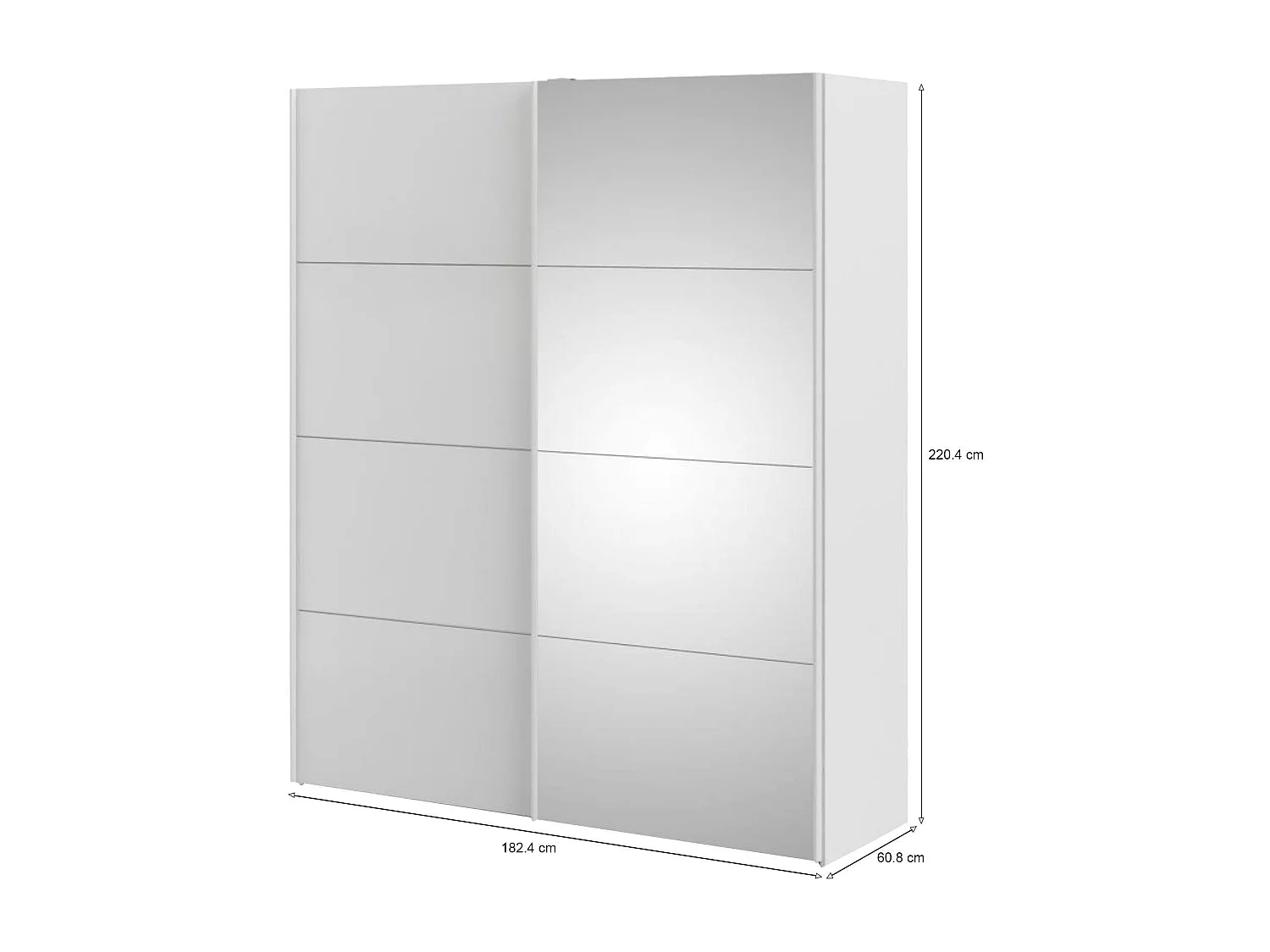 Dmora - Guardaroba 2 ante Seraphin, 182x61 h220 cm, Bianco lucido