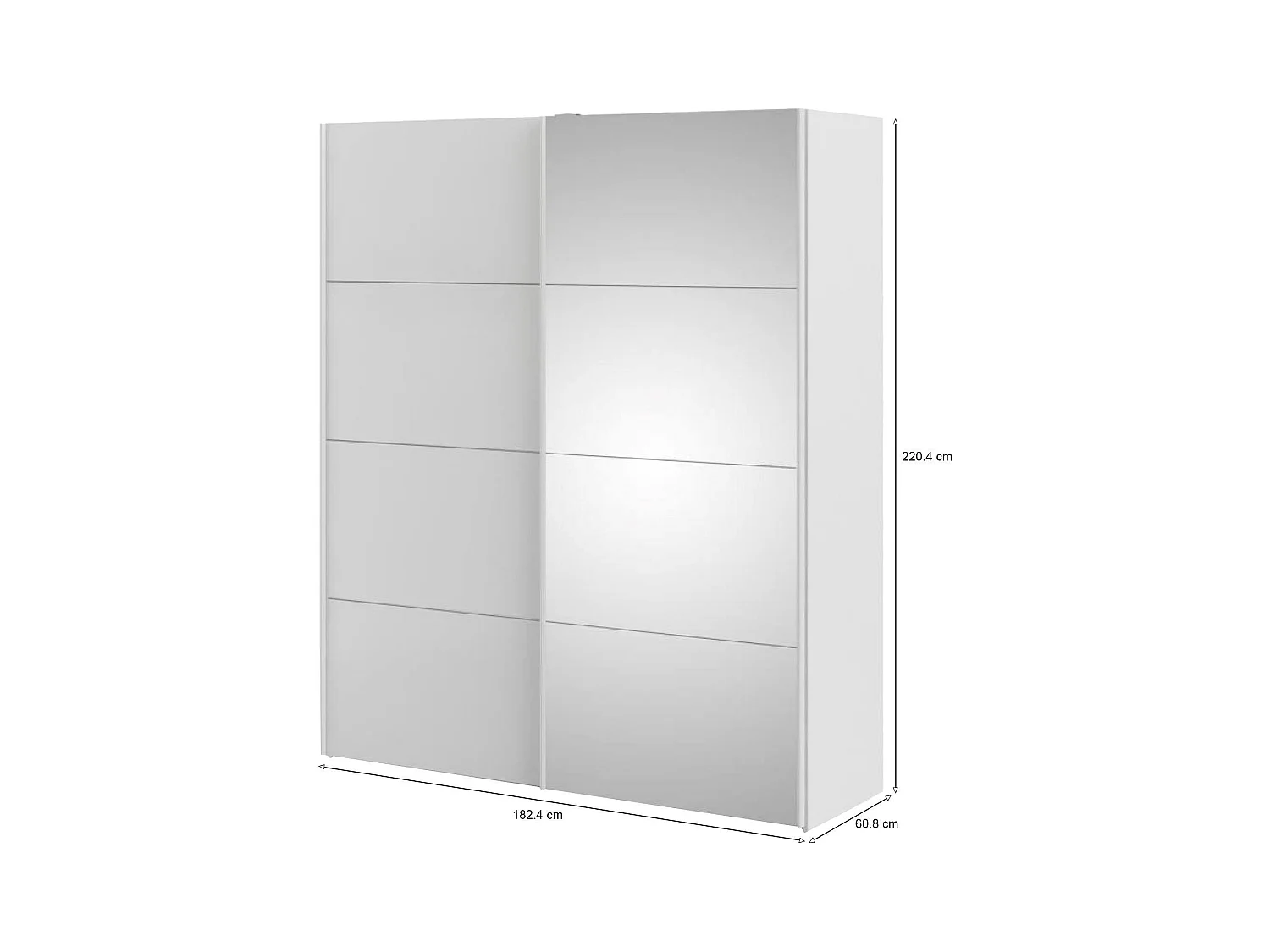 Garde-robe 2 portes Dstimpf, Meubles de chambre, Penderie de plain-pied, Placard à vêtements, 182x61 h220 cm, Blanc