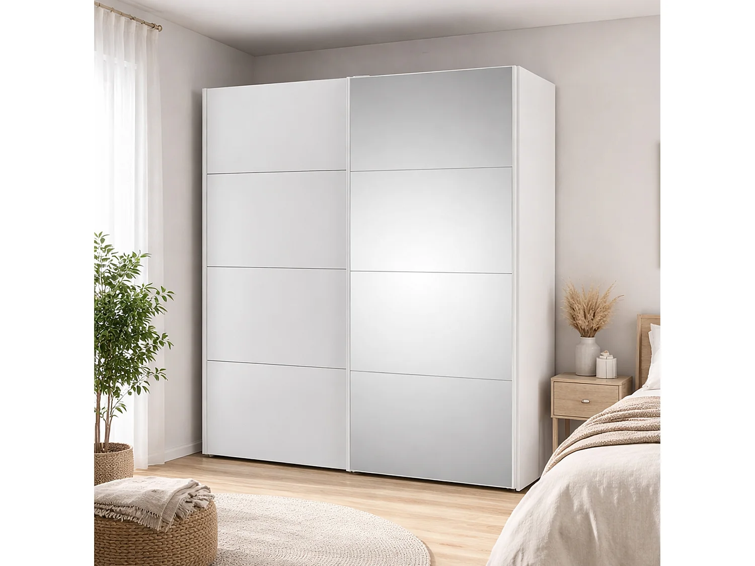 Armário Dstimpf 2 portas, Móveis de quarto, Armário, Armário, 182x61 h220 cm, Branco