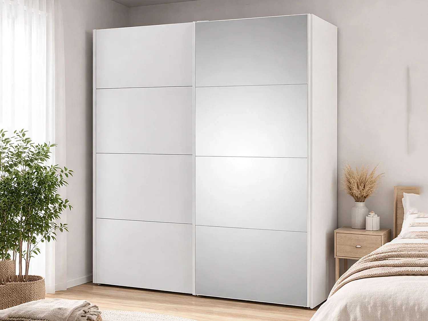 Armário Dstimpf 2 portas, Móveis de quarto, Armário, Armário, 182x61 h220 cm, Branco
