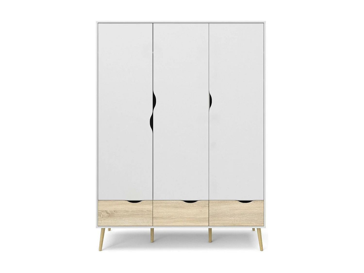 Garde-robe 3 portes Dselv, Meubles de chambre, Penderie de plain-pied, Placard à vêtements, 147x58 h200 cm, Blanc et chêne