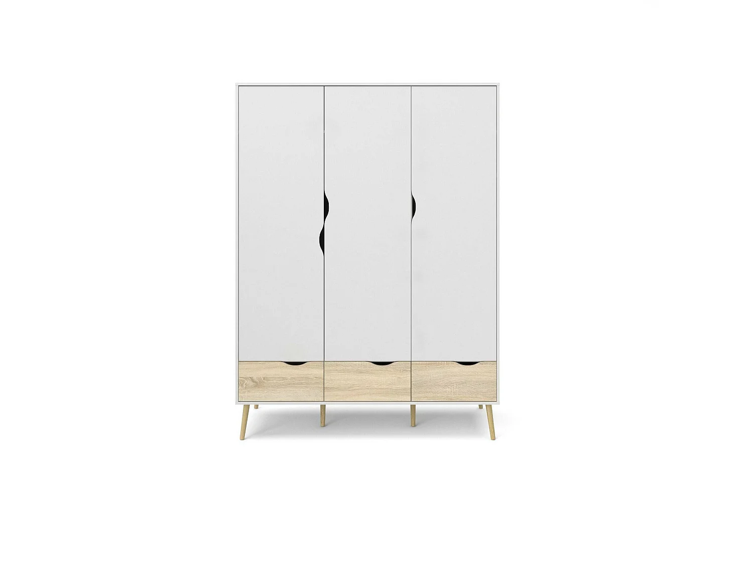 Kleiderschrank 3 Türen Dselv, Schlafzimmermöbel, Schrank, Garderobe, 147x58 h200 cm, WeiÃŸ und Eiche