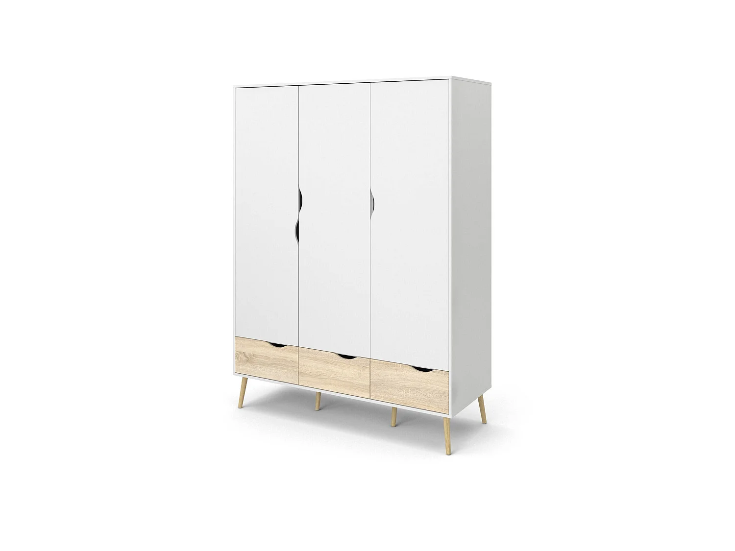 Garde-robe 3 portes Dselv, Meubles de chambre, Penderie de plain-pied, Placard à vêtements, 147x58 h200 cm, Blanc et chêne