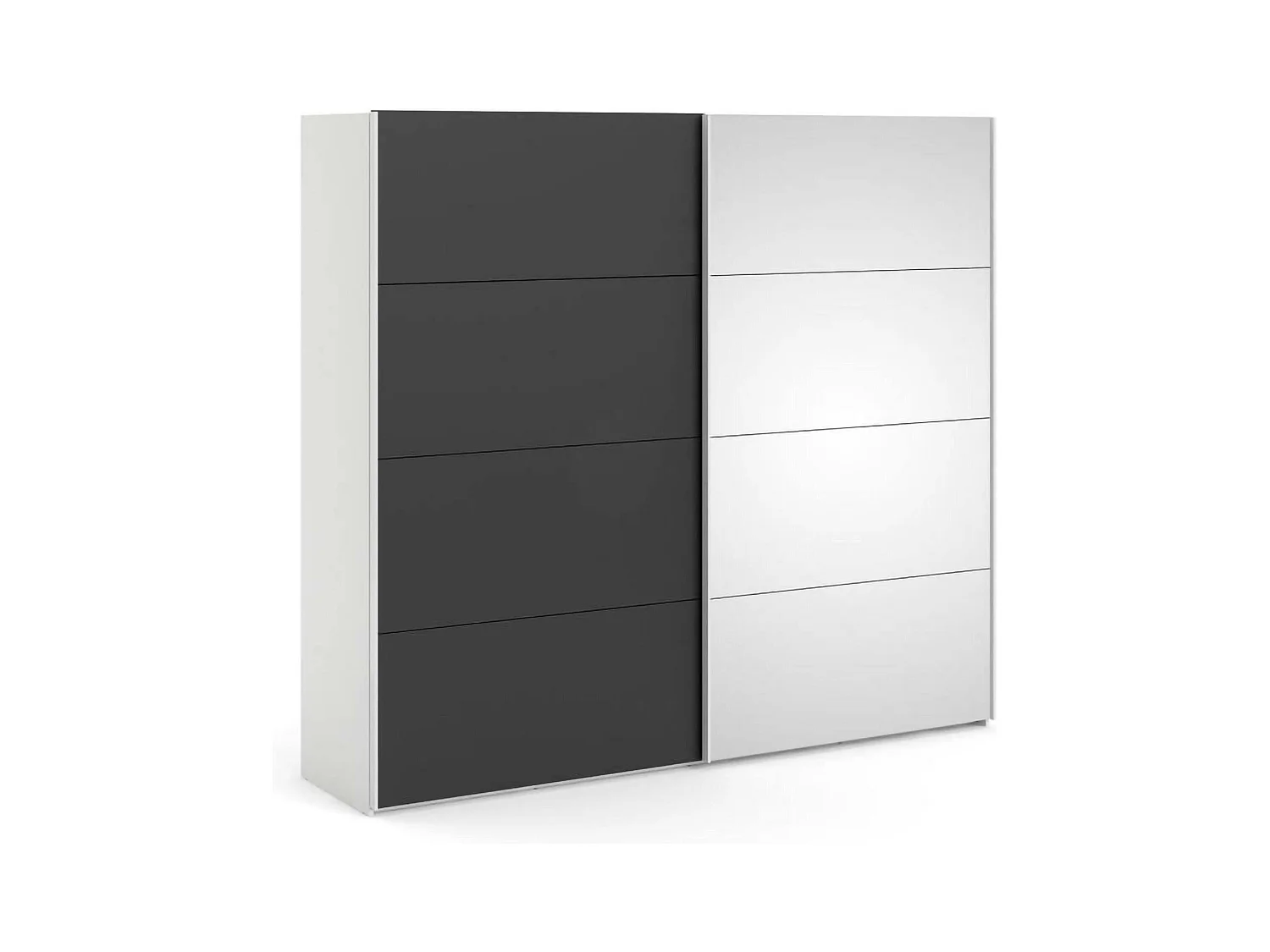 Garde-robe 2 portes Dstabil, Meubles de chambre, Penderie de plain-pied, Placard à vêtements, 243x61 h220 cm, Blanc et Noir