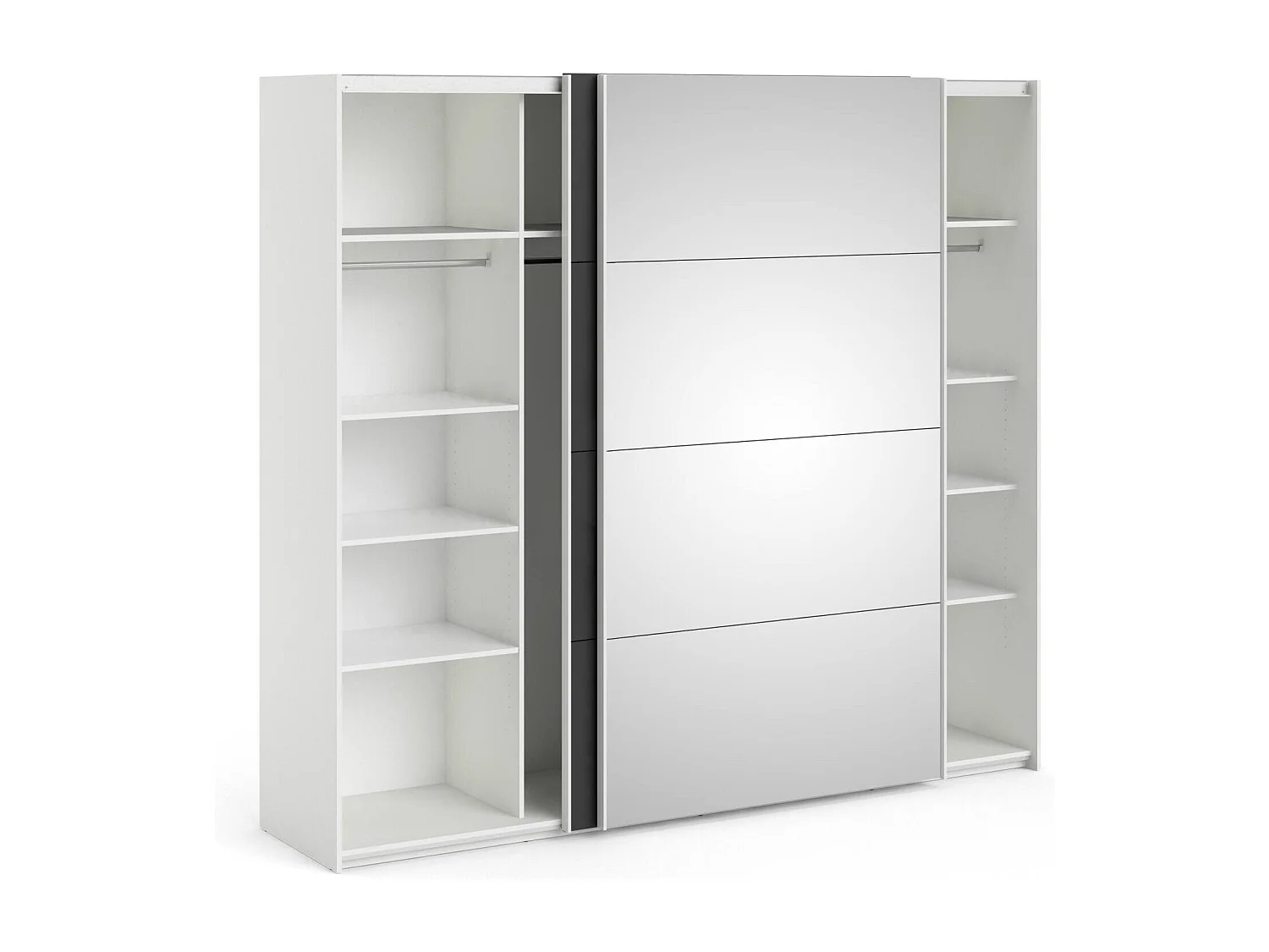 Garde-robe 2 portes Dstabil, Meubles de chambre, Penderie de plain-pied, Placard à vêtements, 243x61 h220 cm, Blanc et Noir