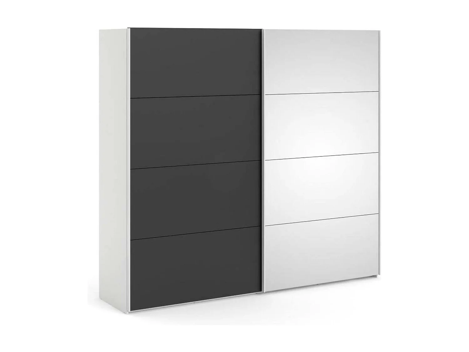 Garde-robe 2 portes Dstabil, Meubles de chambre, Penderie de plain-pied, Placard à vêtements, 243x61 h220 cm, Blanc et Noir