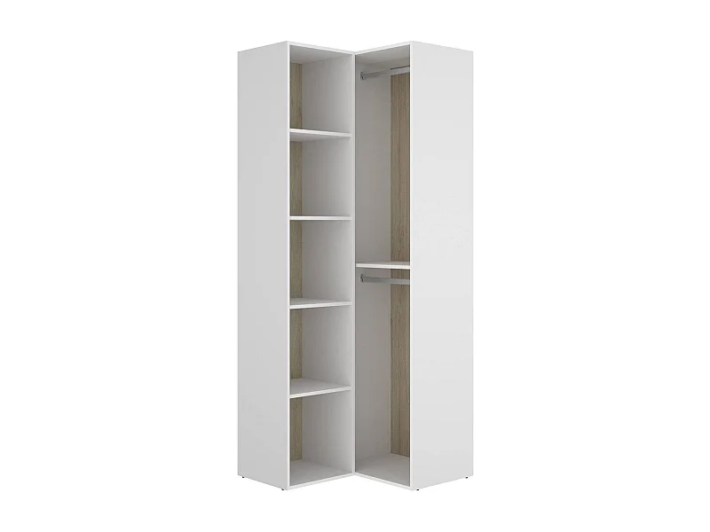 Grande Garde-robe Dhom, Meubles de chambre, Penderie de plain-pied, Placard à vêtements, 85x85 h205 cm, Blanc et Chêne clair