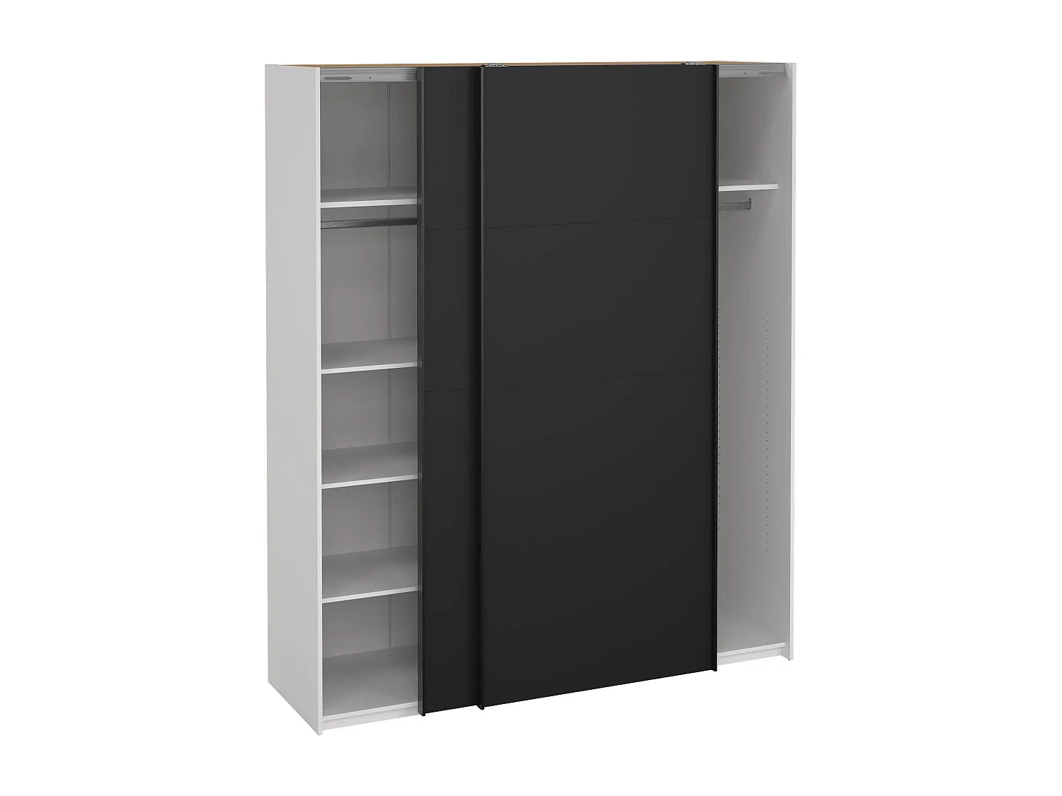 Garde-robe 2 portes Dsquizz, Meubles de chambre, Penderie de plain-pied, Placard à vêtements, 182x61 h220 cm, Blanc et Noir