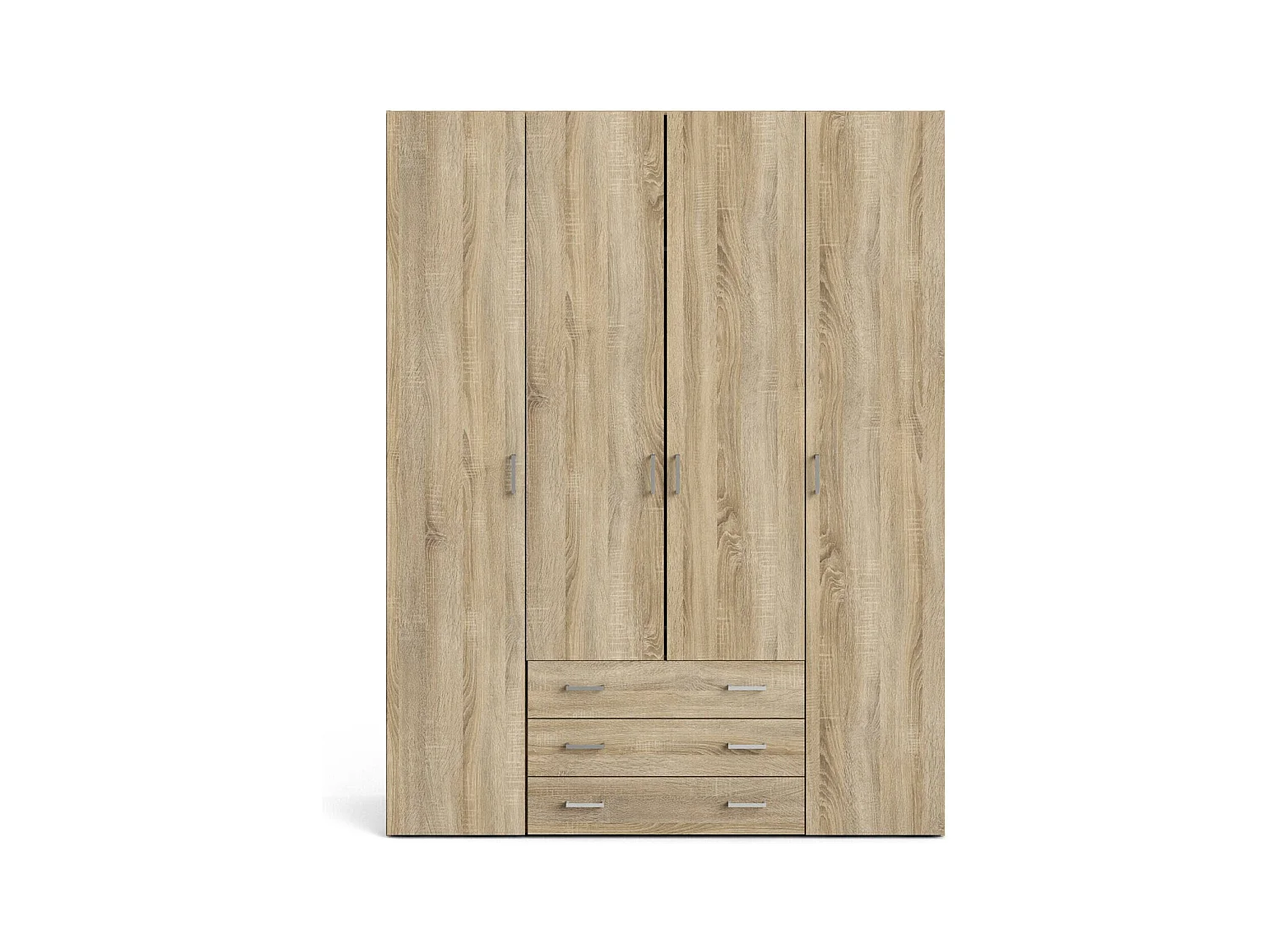 Großer Kleiderschrank Dseren, Schlafzimmermöbel, Schrank, Garderobe, 154x50 h200 cm, Eiche