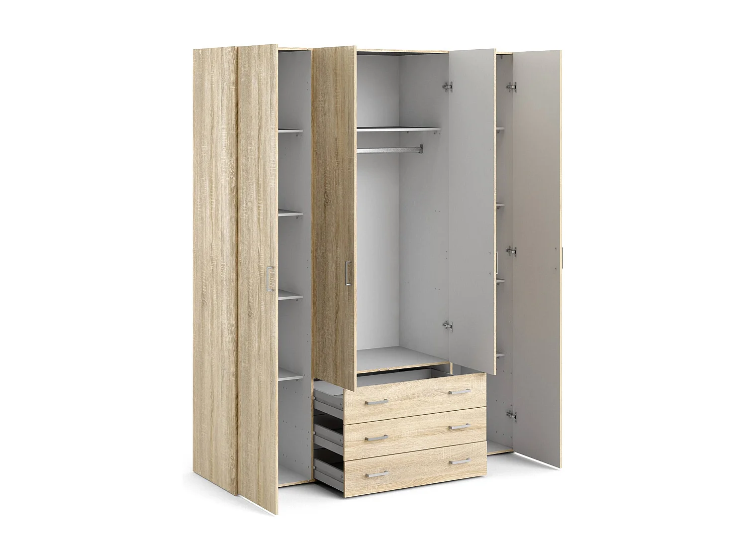 Grande Garde-robe Dseren, Meubles de chambre, Penderie de plain-pied, Placard à vêtements, 154x50 h200 cm, Chêne