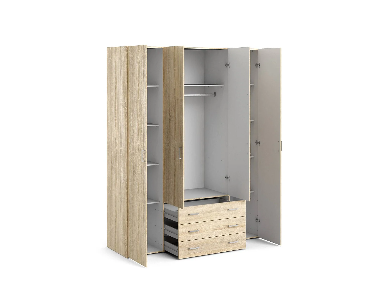 Grande Garde-robe Dseren, Meubles de chambre, Penderie de plain-pied, Placard à vêtements, 154x50 h200 cm, Chêne