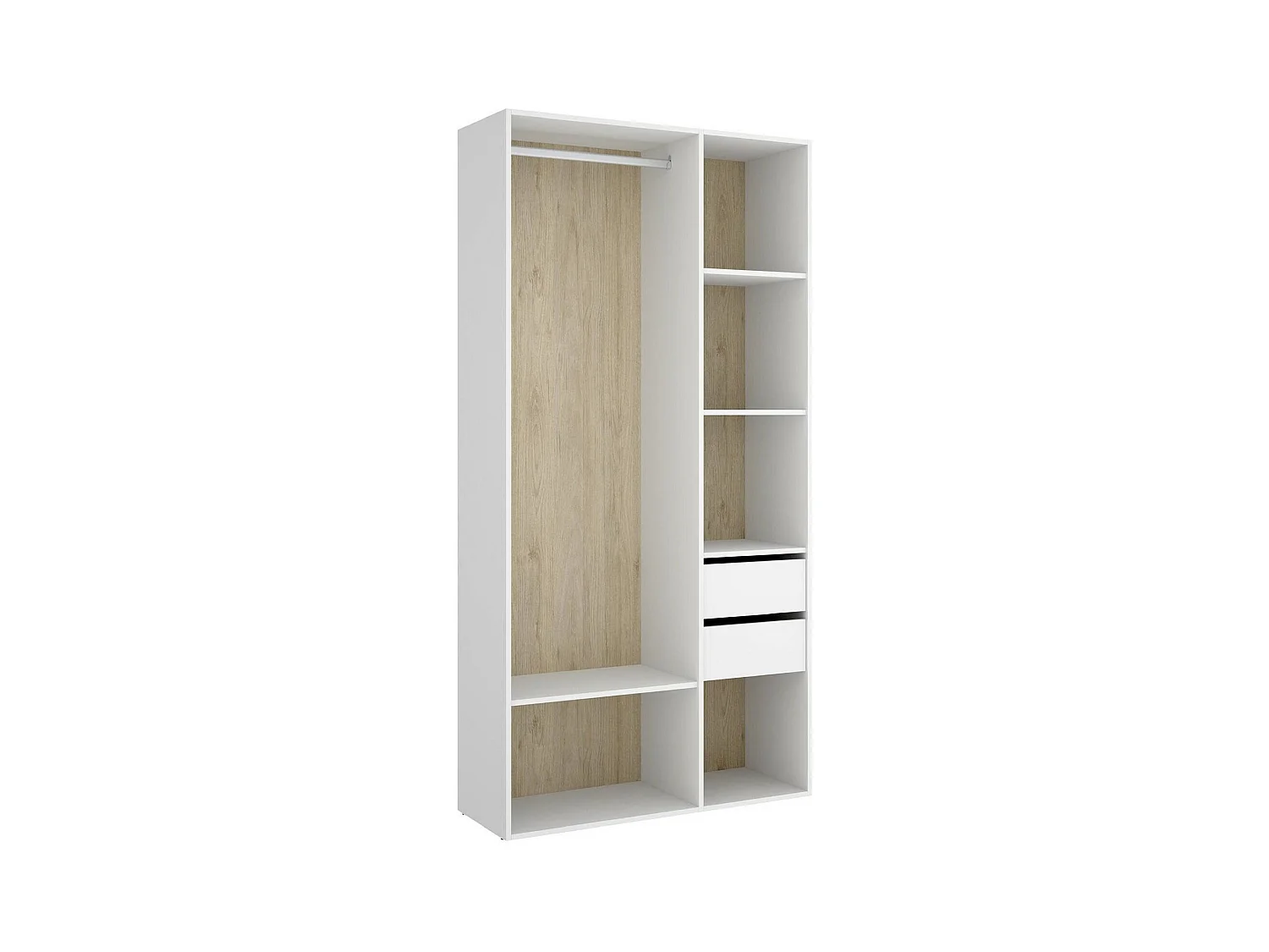 Grande Garde-robe Dscot, Meubles de chambre, Penderie de plain-pied, Placard à vêtements, 98x45 h205 cm, Blanc et Chêne clair