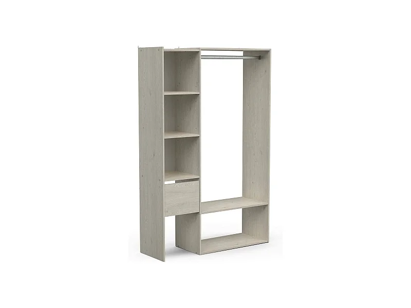 Grande Garde-robe Dcatle, Meubles de chambre, Penderie de plain-pied, Placard à vêtements, 119x40 h183 cm, Chêne clair