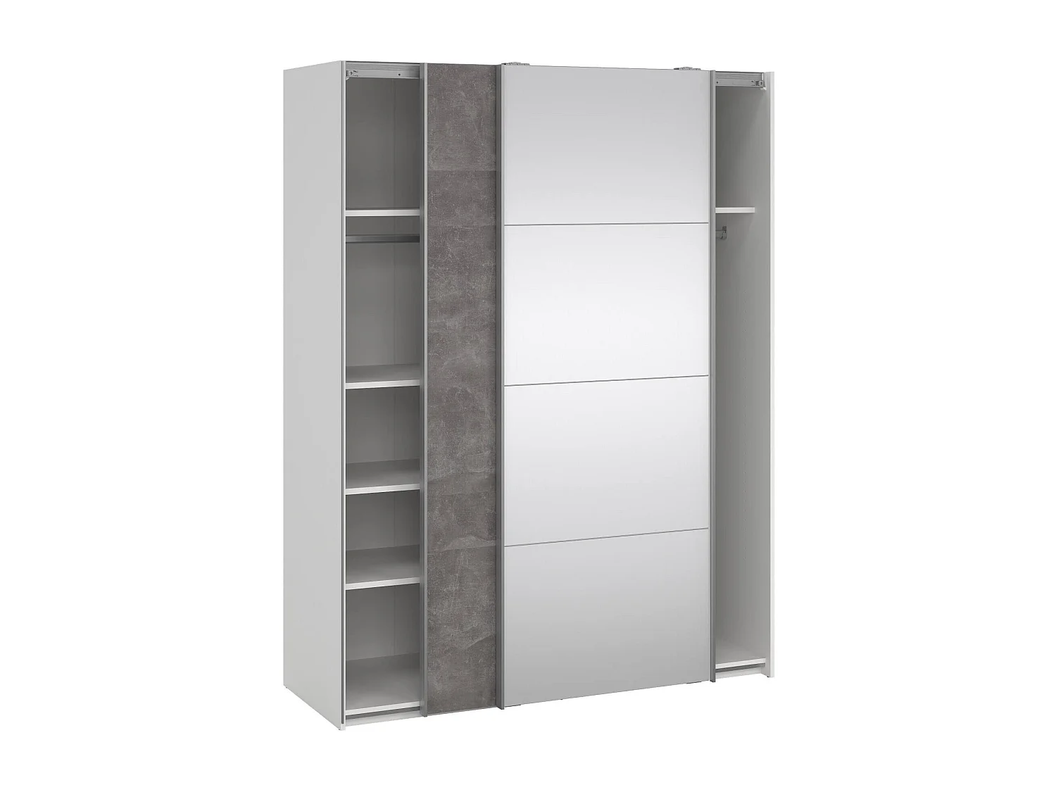 Garde-robe 2 portes Dspur, Meubles de chambre, Penderie de plain-pied, Placard à vêtements, 150x61 h200 cm, Blanc et gris