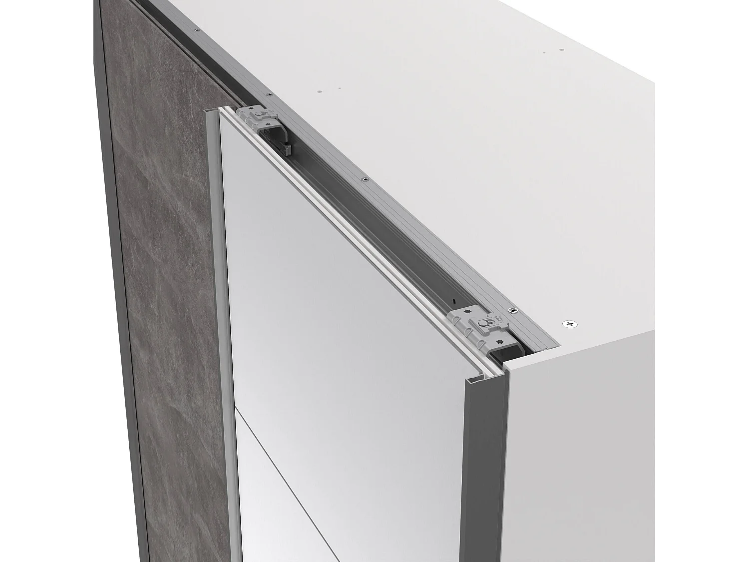 Garde-robe 2 portes Dspur, Meubles de chambre, Penderie de plain-pied, Placard à vêtements, 150x61 h200 cm, Blanc et gris