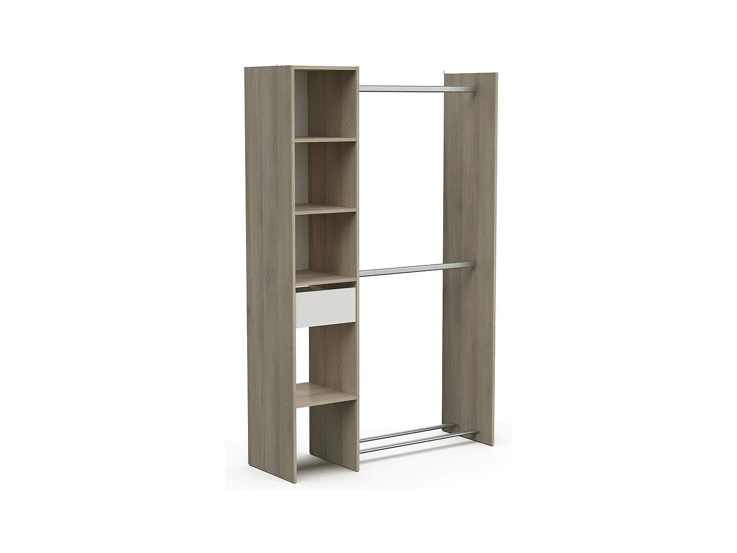 Grande Garde-robe Dyamashit, Meubles de chambre, Penderie de plain-pied, Placard à vêtements, 118x40 h183 cm, Chêne et Blanc mat