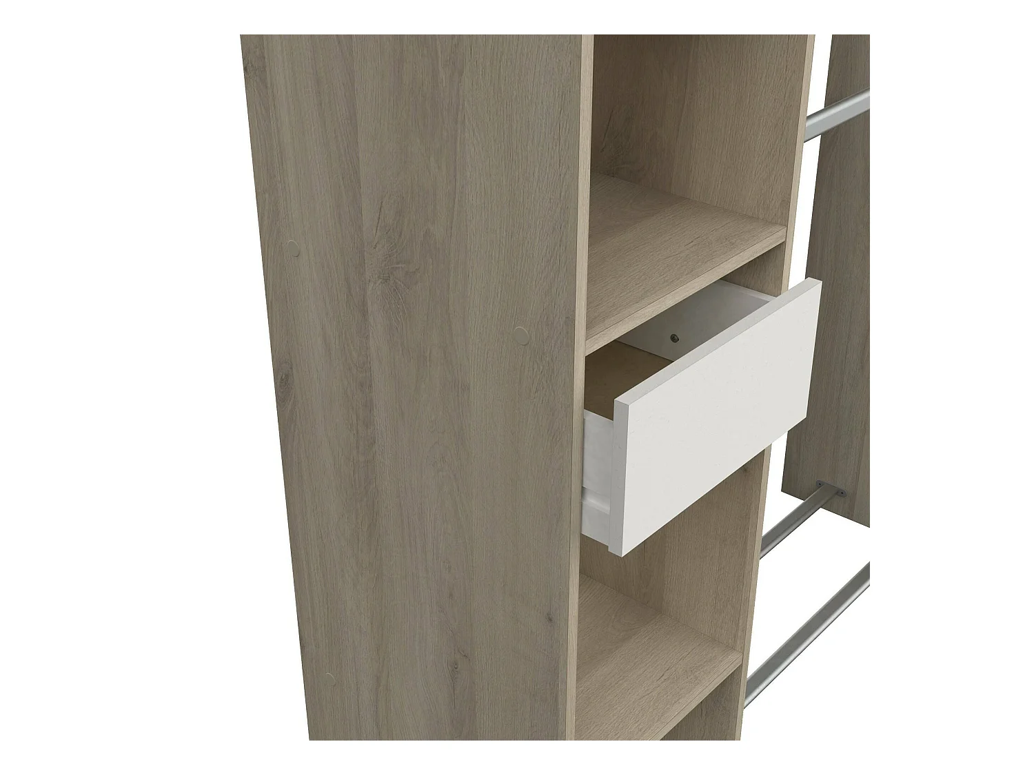 Grande Garde-robe Dyamashit, Meubles de chambre, Penderie de plain-pied, Placard à vêtements, 118x40 h183 cm, Chêne et Blanc mat