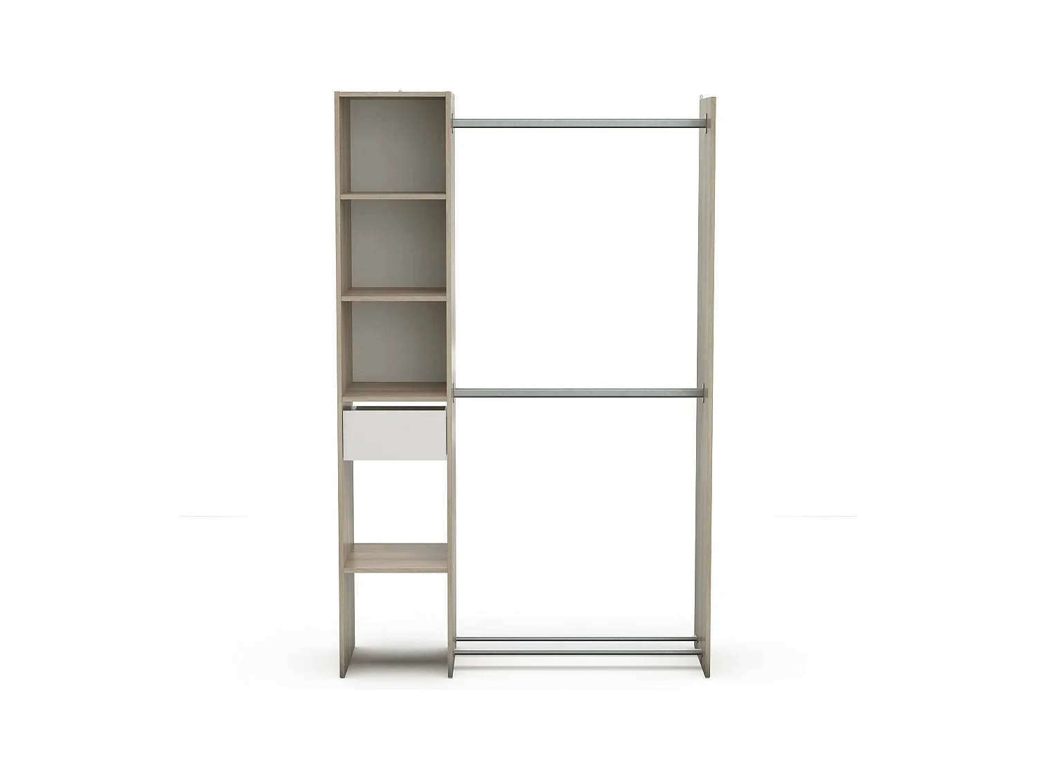 Grande Garde-robe Dyamashit, Meubles de chambre, Penderie de plain-pied, Placard à vêtements, 118x40 h183 cm, Chêne et Blanc mat