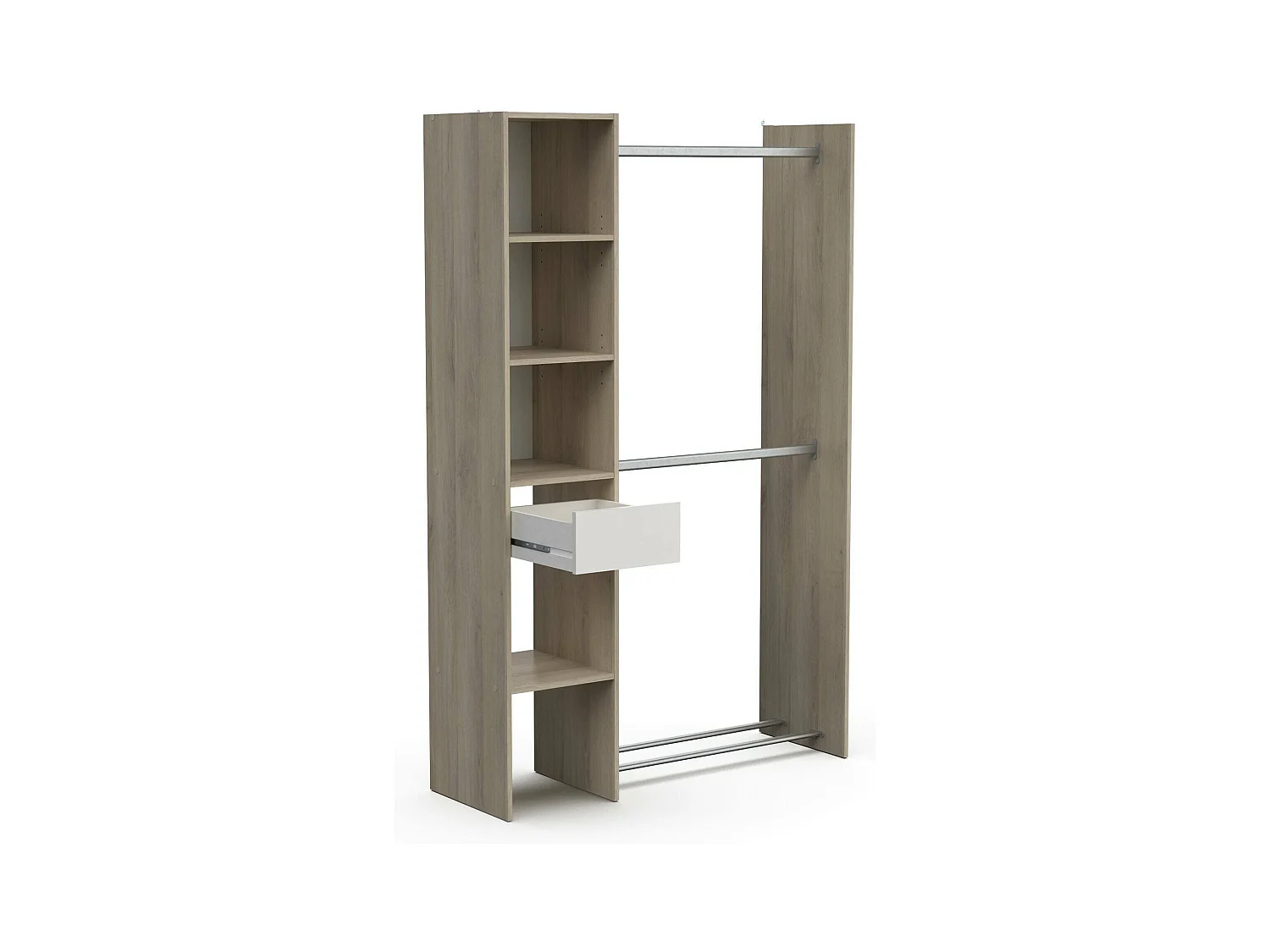 Grande Garde-robe Dyamashit, Meubles de chambre, Penderie de plain-pied, Placard à vêtements, 118x40 h183 cm, Chêne et Blanc mat