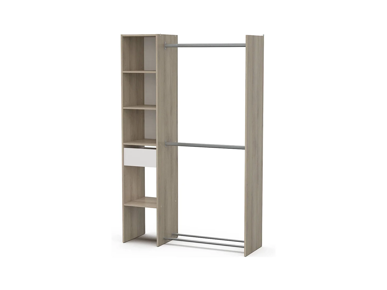 Grande Garde-robe Dyamashit, Meubles de chambre, Penderie de plain-pied, Placard à vêtements, 118x40 h183 cm, Chêne et Blanc mat