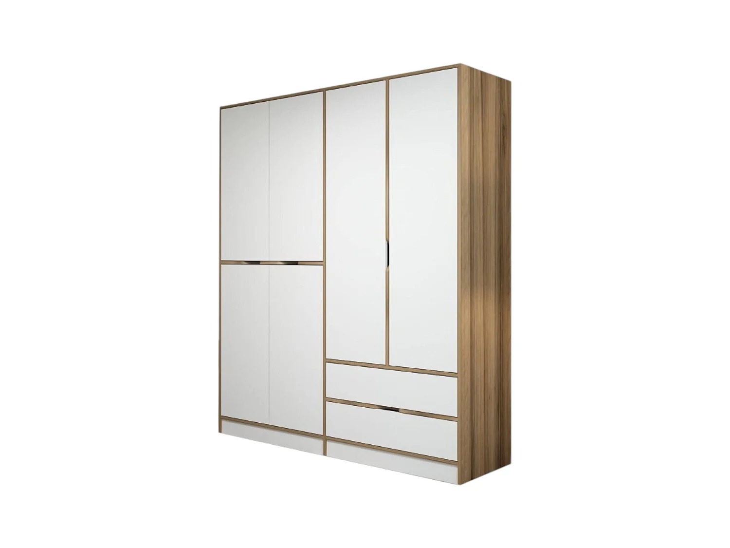 Grande Garde-robe Dmoussaman, Meubles de chambre, Penderie de plain-pied, Placard à vêtements, 185x52 h208 cm, Blanc et Or