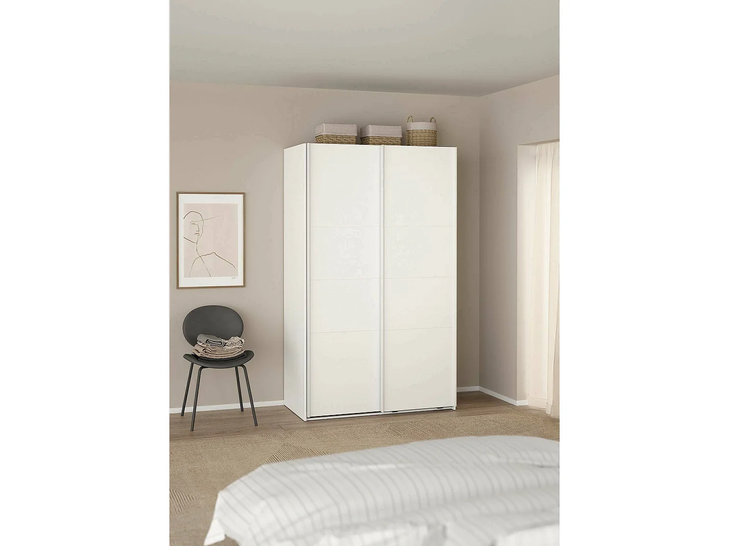 Armoire polyvalente à 2 portes Dprovezz, Meubles multifonctionnels, Casier à chaussures, Support à chaussures pour armoire, 119x65 h200 cm, Blanc