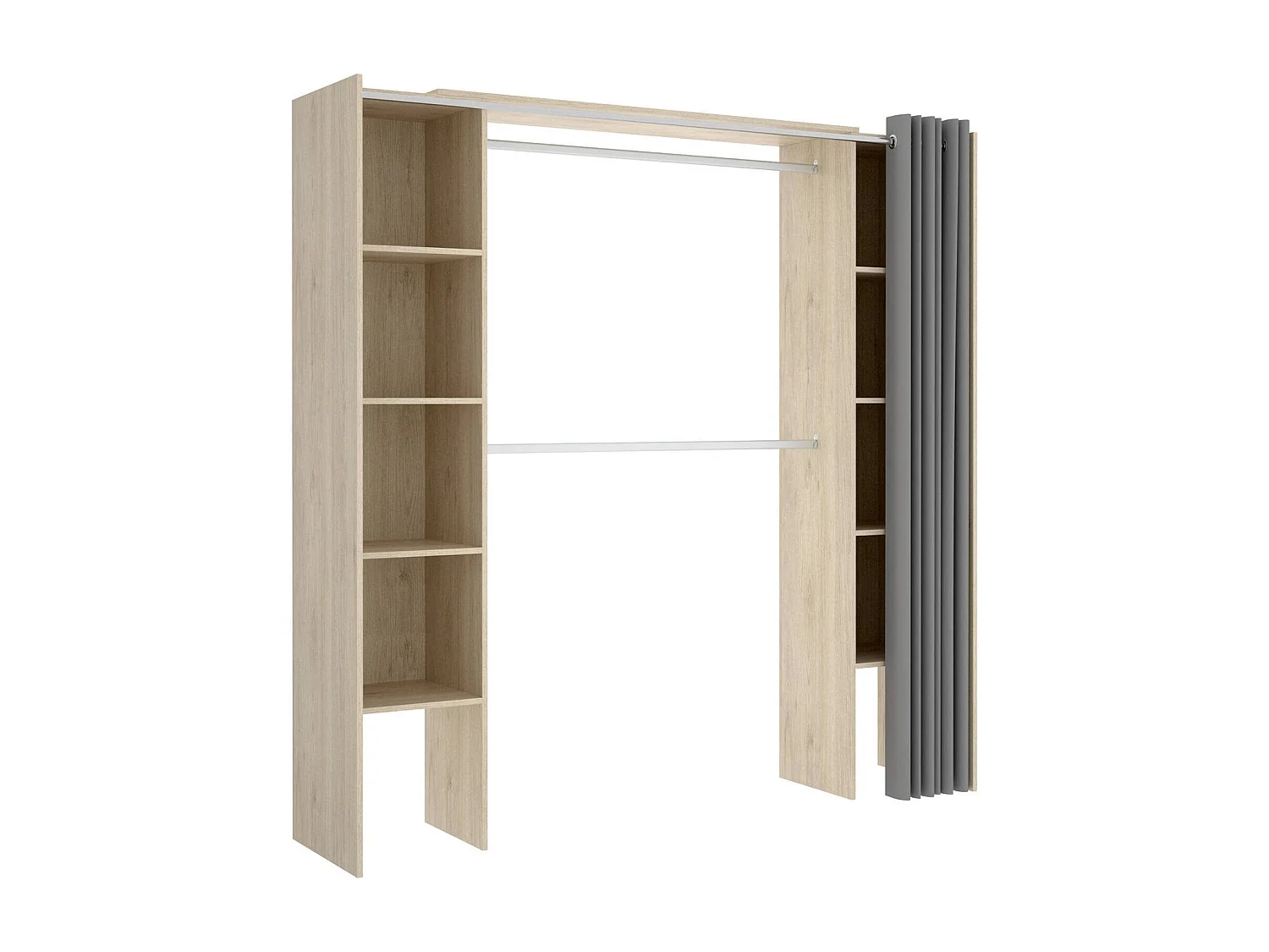 Grande Garde-robe Dyoun, Meubles de chambre, Penderie de plain-pied, Placard à vêtements, 180x50 h205 cm, Chêne clair