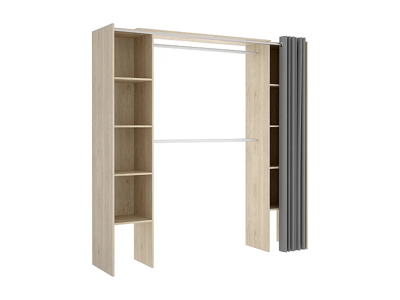 Dyoun grote kledingkast, Slaapkamermeubel, Inloopkast, Kledingkast, 180x50 h205 cm, Eiken