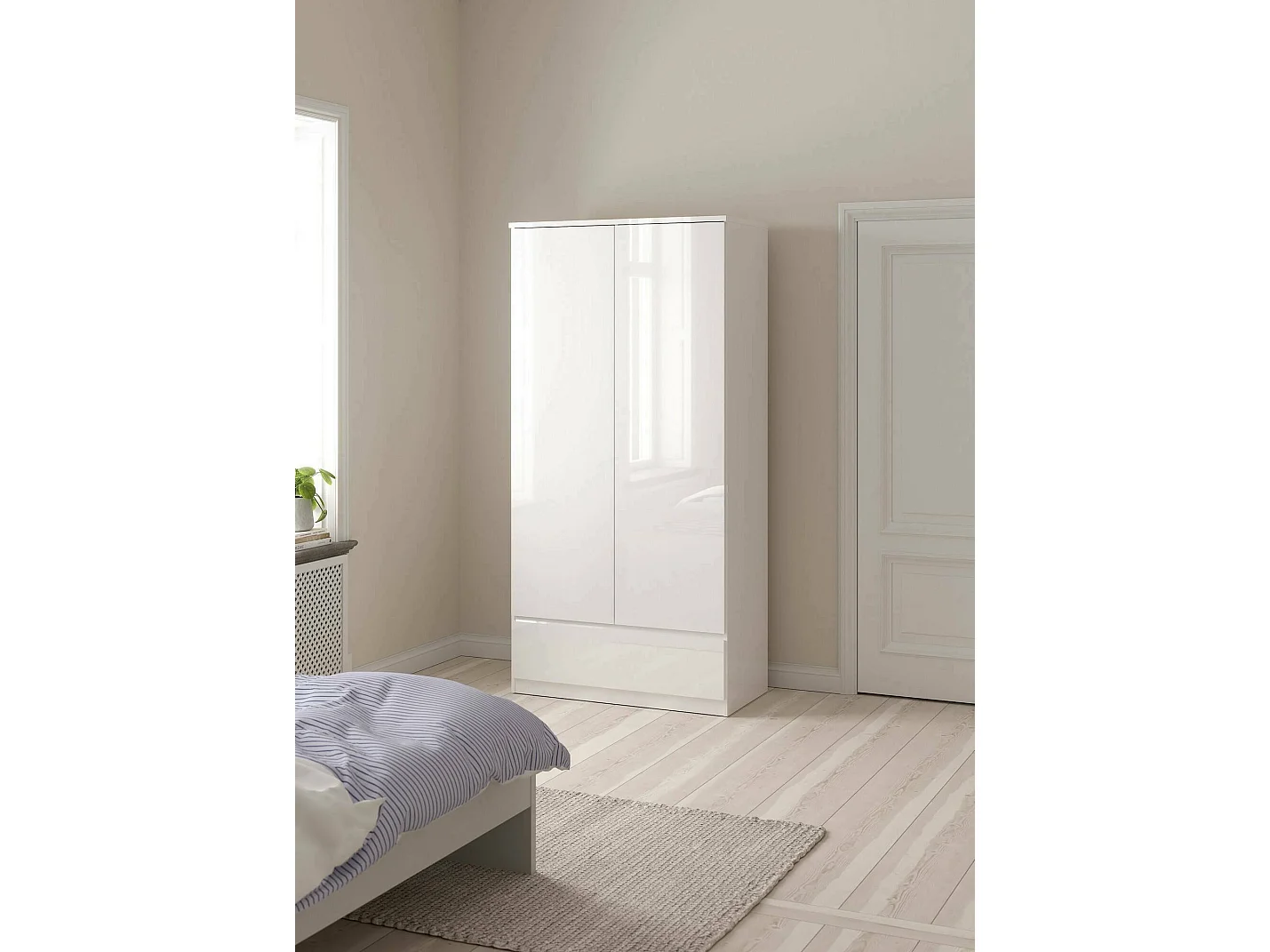 Armário Dsecch de 2 portas, Móveis de quarto, Armário, Armário, 99x50 h201 cm, Branco