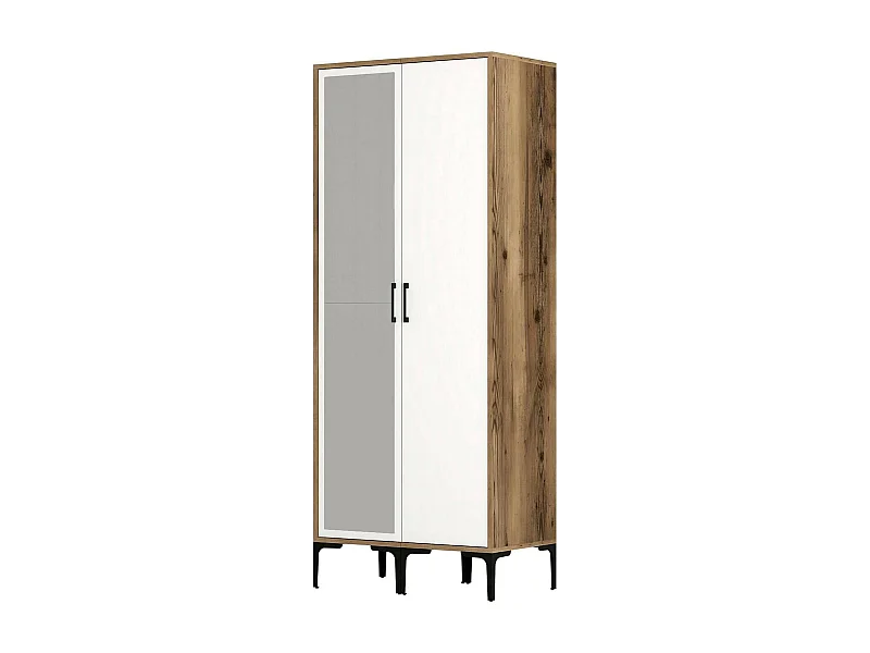 Roupeiro Dbergonz 2 portas, Móveis de quarto, Roupeiro, Roupeiro, 80x201h48 cm, Nogueira e Branco